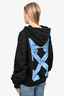 Off-White Black Cotton Blue Graphic Drawstring Hoodie Size M