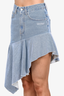 Off-White Light Wash Blue Denim Asymmetrical Ruffle Hem Skirt Size 40