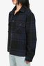 Off-White Navy Blue/Black Check Cotton Blend Flannel Shirt with Pink Arrow Size M Mens