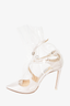 Off-White x Jimmy Choo Cream Satin Transparent Film Covered Heels Size 38