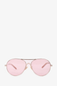 Oliver Peoples Pink/Silver 'Cleamons' Aviator Sunglasses