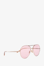 Oliver Peoples Pink/Silver 'Cleamons' Aviator Sunglasses