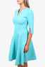 Oscar de la Renta Blue Quarter Sleeve Midi Dress Size 2