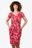 Oscar de la Renta Pink Cotton Floral Dress Size 2