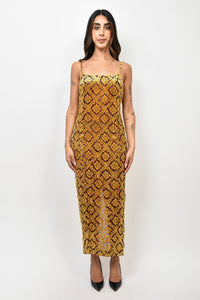 Ozbeck Gold Burnout Velvet Dress