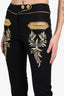 Paco Rabanne Black Wool Gold Embroidered Pants Size 34