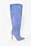 Paris Texas Periwinkle Blue Suede Croc Embossed Heeled Boots Size 35