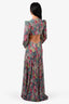 PatBO Green Printed Lurex Cut-Out Gown Size 6