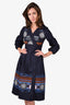 Peter Pilotto Navy Embroidered Dress Size 6