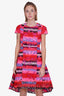 Peter Pilotto Red/Multicolor Silk Cut Out Dress Size 4