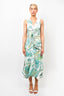 Peter Pilotto White/Green Leaf Printed Sleeveless Maxi Dress sz 8