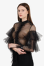 Philosophy Di Lorenzo Serafini Black Tulle Long Sleeve Ruffle Top Size 4