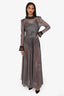 Philosophy Metallic Grey Sheer Pleated Dress with Ruffle Collar Size 8