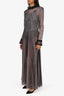 Philosophy Metallic Grey Sheer Pleated Dress with Ruffle Collar Size 8