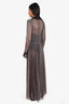 Philosophy Metallic Grey Sheer Pleated Dress with Ruffle Collar Size 8