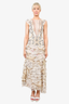 Piccione.Piccione Cream Printed Silk Ruffle Tiered Maxi Dress Size 40
