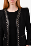 Pierre Balmain Black Metallic Wool Bead Studded Blazer Jacket Size 36