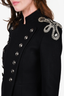 Pierre Balmain Black Wool Chain Detailed Padded Shoulder Blazer Size 34