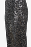 Pinko Black/Silver Sequin Wide Leg Pants Size XS