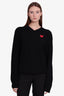 Play Comme des Garçons Black Wool V-Neck Sweater Size L