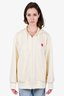 Play Comme des Garcons Cream Heart Patch Zip Up Sweater Size XL Mens