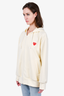 Play Comme des Garcons Cream Heart Patch Zip Up Sweater Size XL Mens