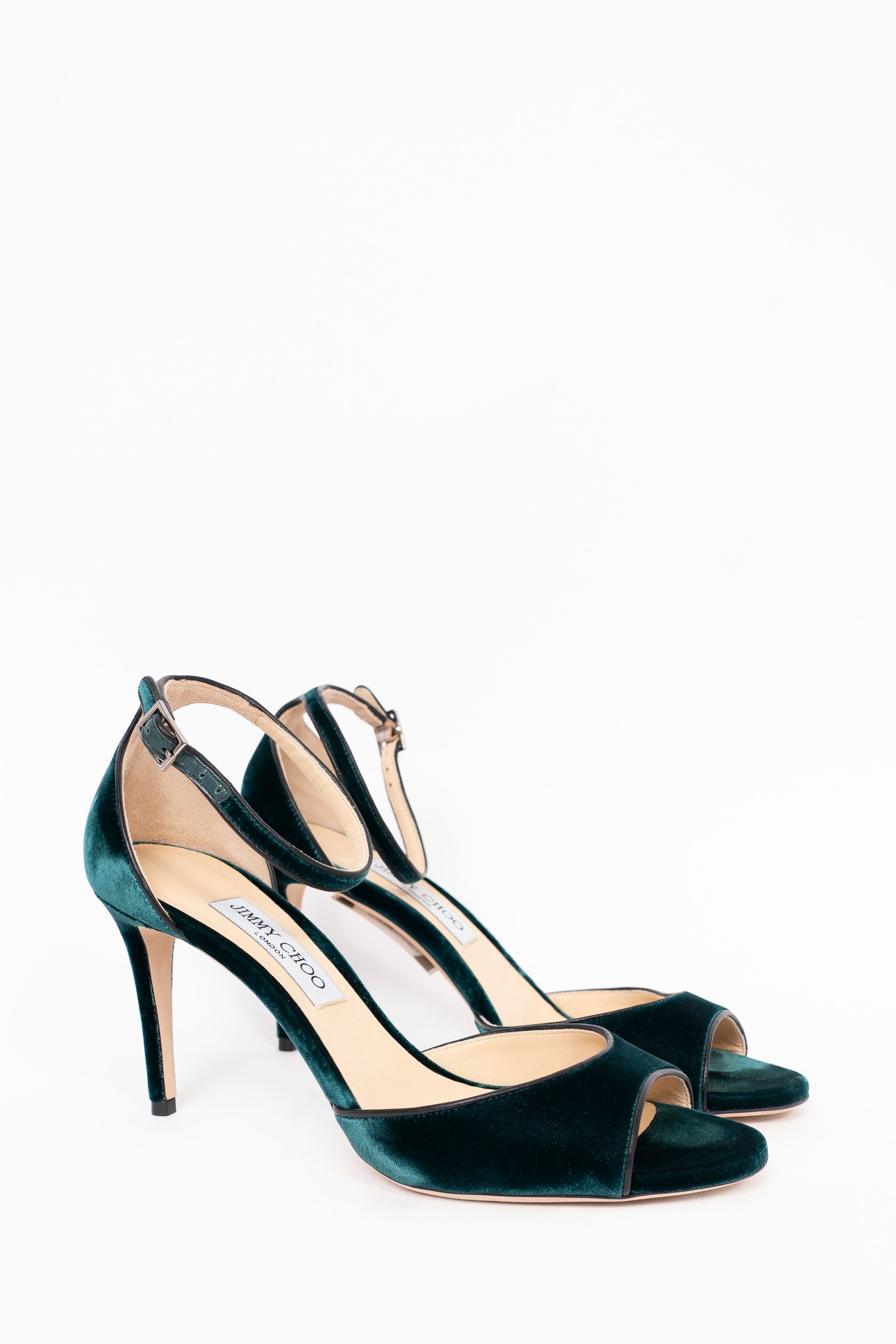 Jimmy Choo Green Velvet Strap Heels Size 40.5 – Mine & Yours