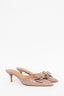 Salvatore Ferragamo Beige Leather Pointed Toe Bow Heeled Mules Size 6.5