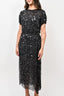 Prada 2020 Black Silk Sequin Dress with Ruffle Size 40