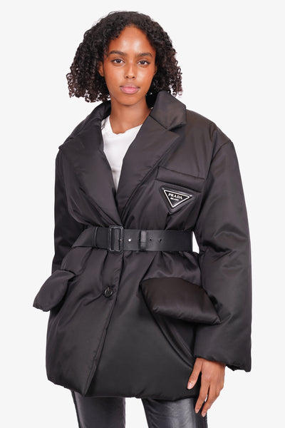 PRADA Mint Silk Nylon Long Coat w/ Belt Prada Nylon Down Jacket
