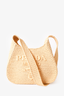 Prada Beige Logo-Embossed Raffia Shoulder Bag