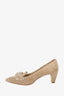 Prada Beige Suede Buckle Kitten Heel Loafers Size 35