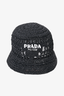 Prada Black Crochet Knit Bucket Hat Size S