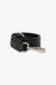 Prada Black Leather Belt with Silver Buckle Size 80