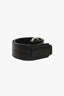 Prada Black Leather Belt with Silver Buckle Size 80