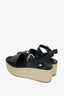 Prada Black Leather Espadrille Platform Sandals Size 37.5