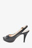 Prada Black Leather Peep Toe Slingback Heels Size 36