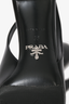 Prada Black Leather Silver Logo Cap Toe Slingback Heels Size 36