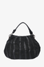 Prada Black Leather Tessuto Waves Hobo Bag