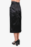 Prada Black Satin Midi Skirt with Front Pockets Size 40