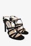 Prada Black Suede Cross T Strappy Sandals Size 37