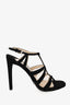 Prada Black Suede Cross T Strappy Sandals Size 37