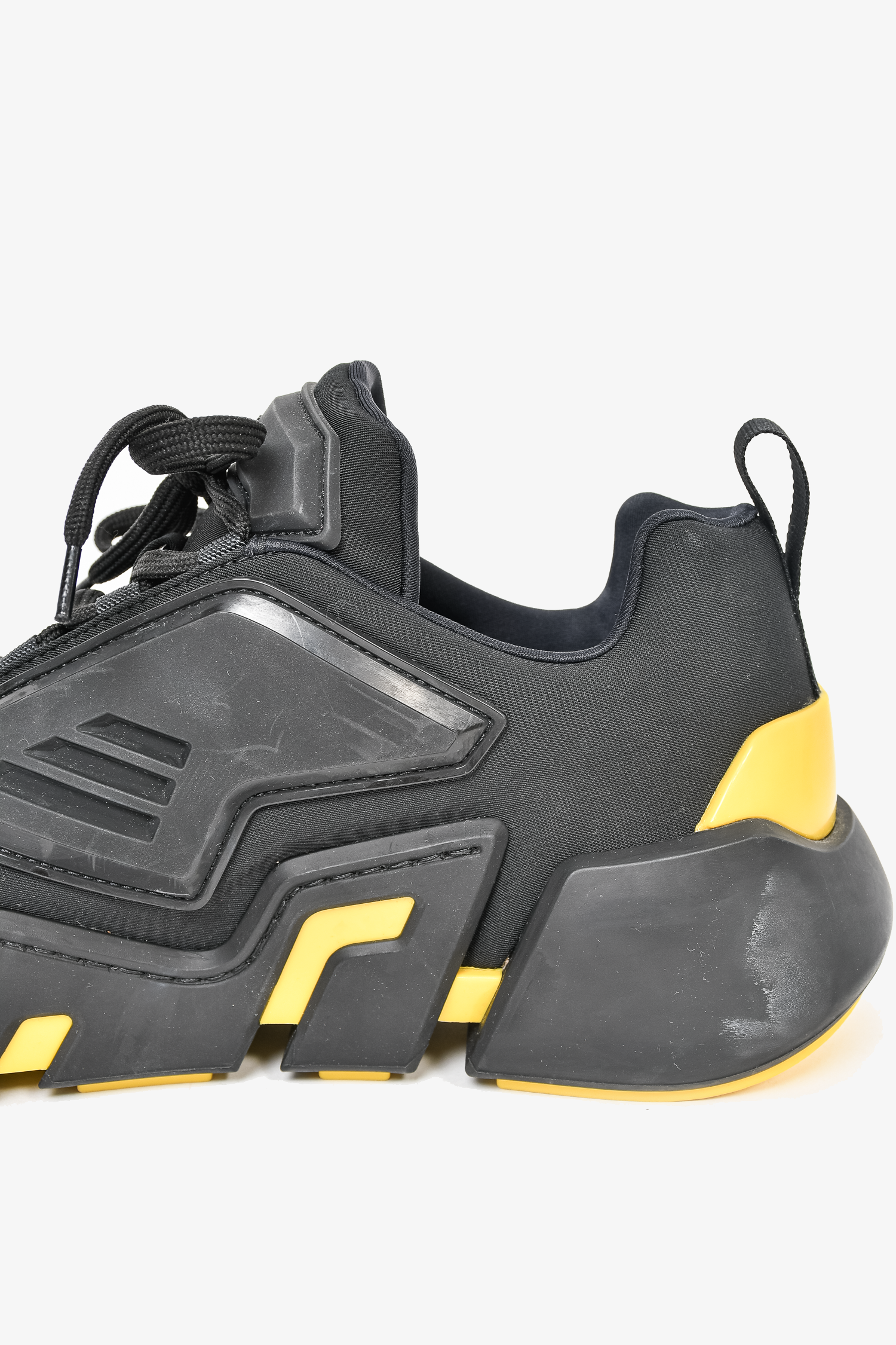 Prada Black/Yellow Rubber/Fabric Sneakers Size 9.5 – Mine & Yours Prada Black/Yellow Rubber/Fabric Sneakers Size 9.5 – Mine & Yours