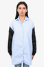 Prada Blue Cotton Poplin Shirt Dress with Black Re-Nylon Sleeves Size 36