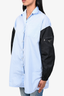 Prada Blue Cotton Poplin Shirt Dress with Black Re-Nylon Sleeves Size 36