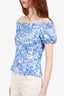 Prada Blue/White Printed Short Sleeve Top Size 40