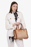 Prada Brown/Cream Woven Leather Madras Top Handle With Strap