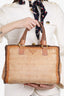 Prada Brown/Cream Woven Leather Madras Top Handle With Strap