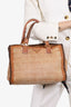 Prada Brown/Cream Woven Leather Madras Top Handle With Strap