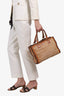 Prada Brown/Cream Woven Leather Madras Top Handle With Strap